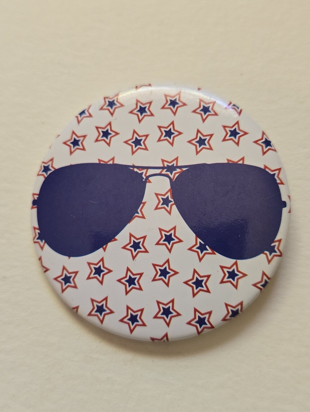 Patriotic Star Sunglasses Round Button Pin